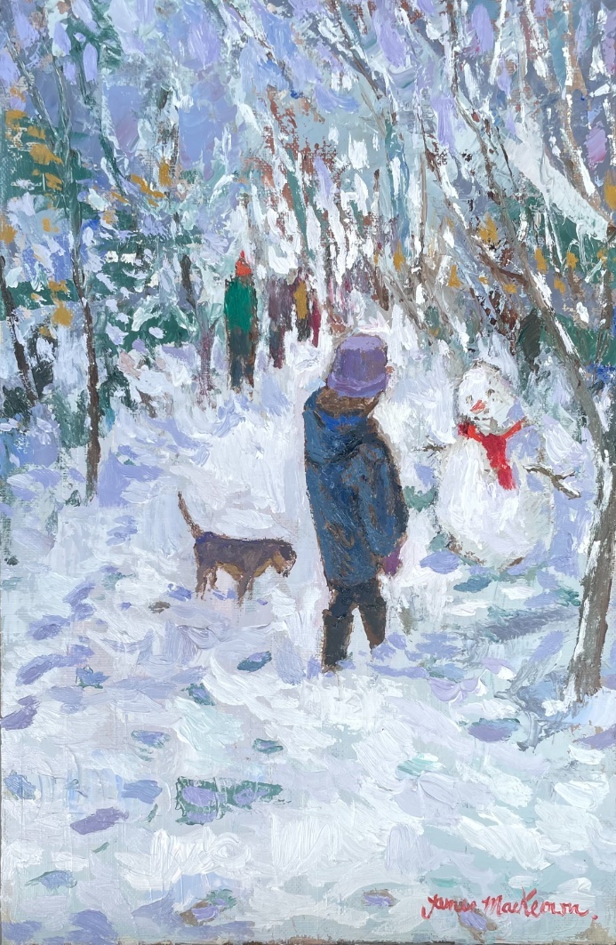 Le Bonhomme De Neige Sur Le Chemin - 41x27cm